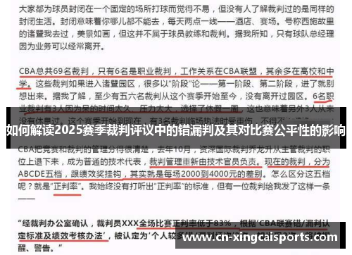 如何解读2025赛季裁判评议中的错漏判及其对比赛公平性的影响